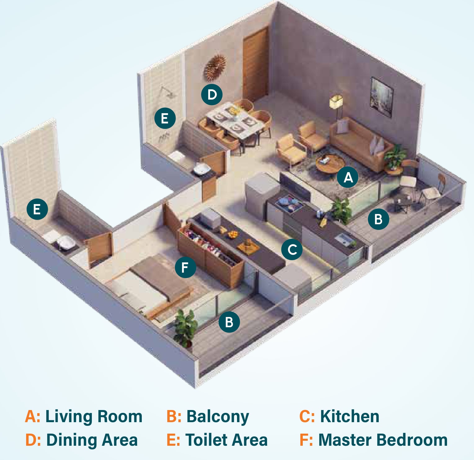 1 BHK Cut Section floor plan