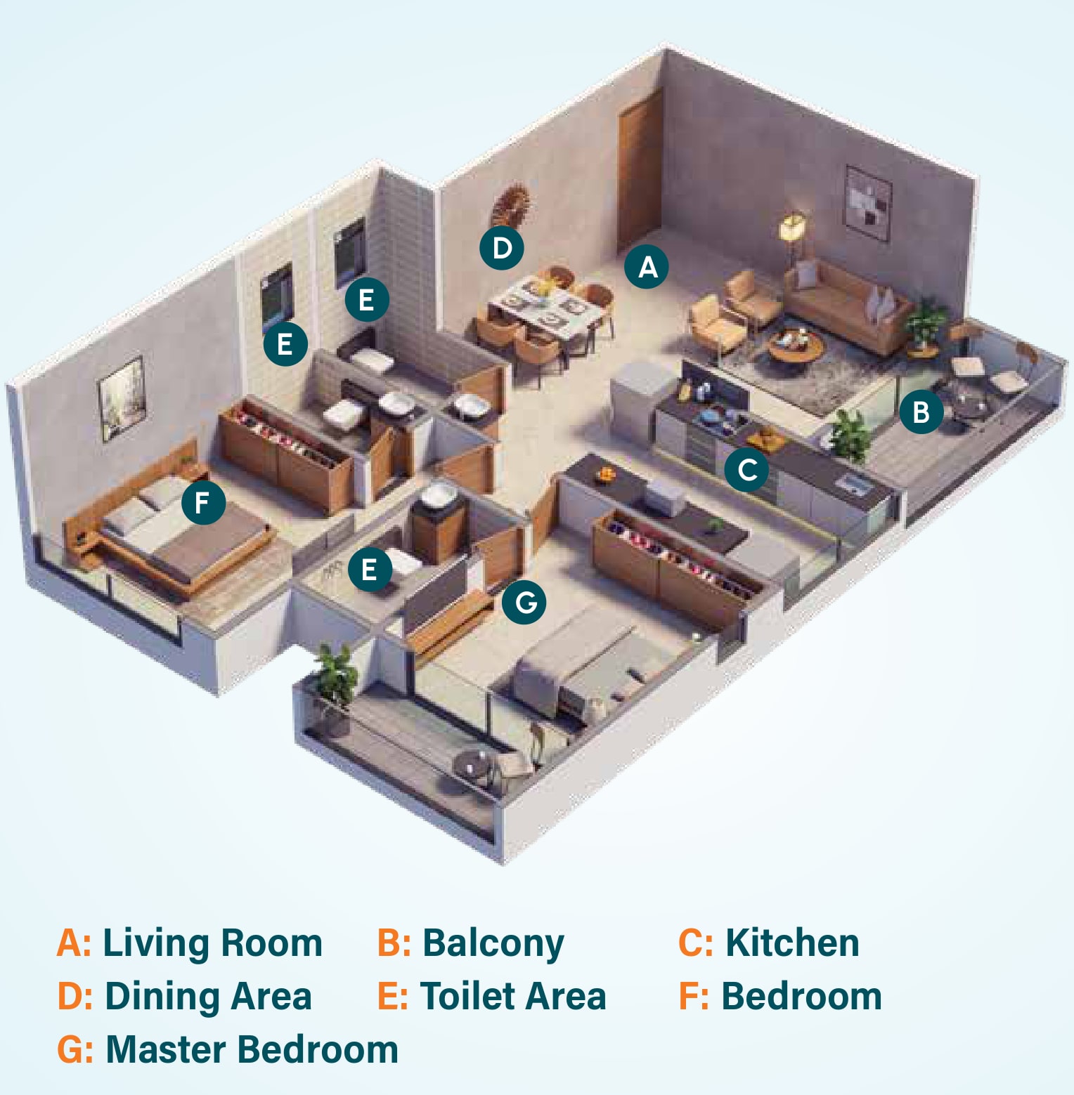 2 BHK Cut Section floor plan